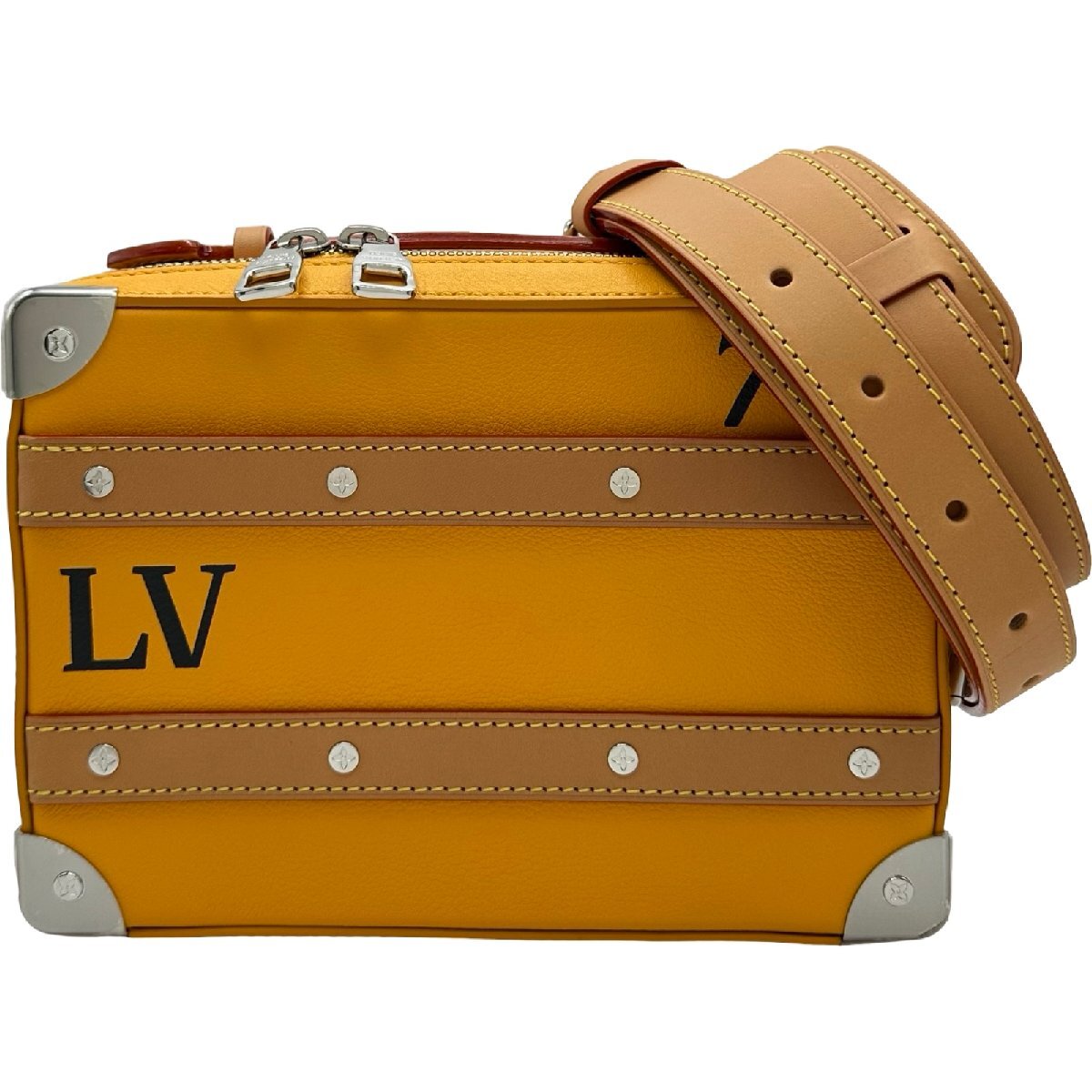 Louis Vuitton Handle Soft Trunk M59669, Saffron Calfskin with Stencilled LV, view 1