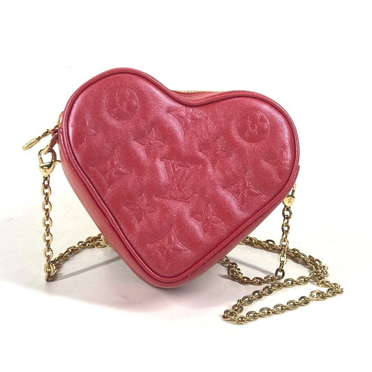 Louis Vuitton Heart Bag on Chain M80837, Embossed Monogram Red Lambskin, Detachable Chain, view 1