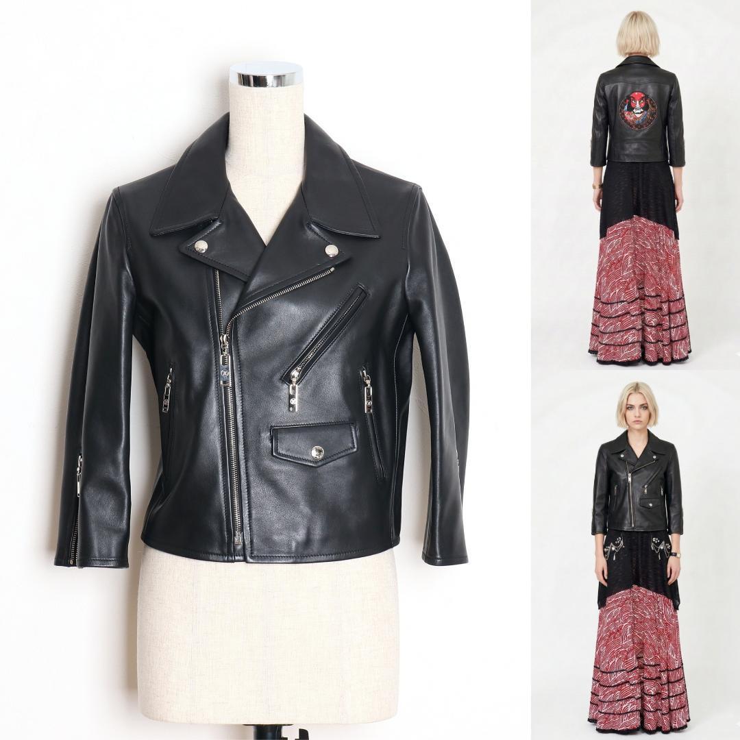 Louis Vuitton × Kansai Yamamoto Sequinned Kabuki Leather Biker Jacket, Black Calfskin, Cruise 2018, Size 36