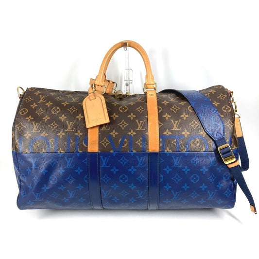 Louis Vuitton Keepall Bandoulière 50 M43861 Monogram Split, Brown and Blue, Kim Jones, with Strap, view 1