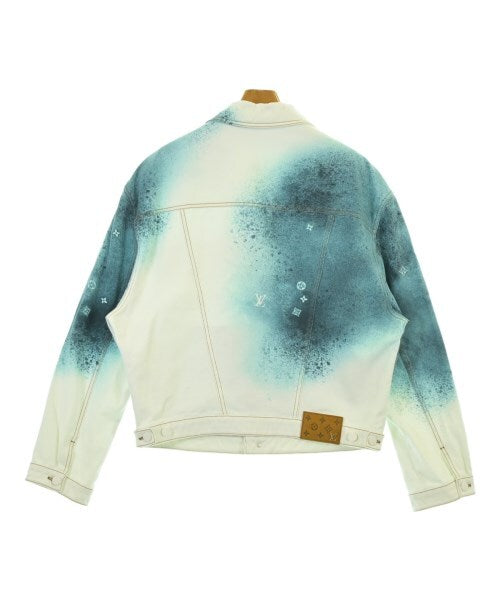 Louis Vuitton LV Spray Monogram Denim Jacket, White and Teal Gradient, Size 50, view 2