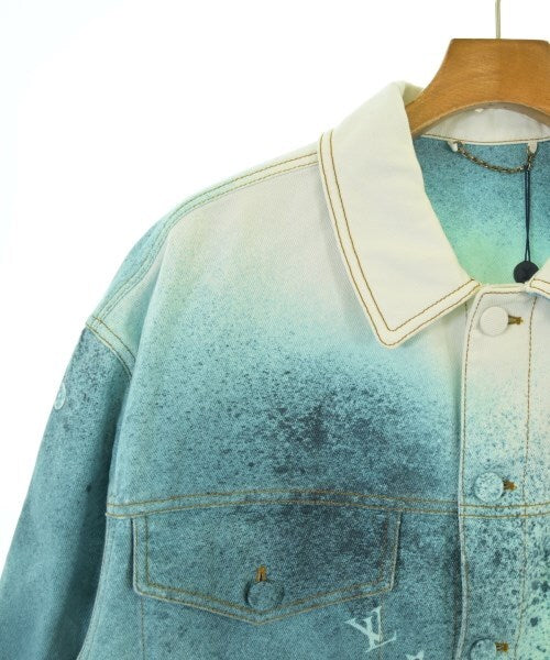 Louis Vuitton LV Spray Monogram Denim Jacket, White and Teal Gradient, Size 50, view 3