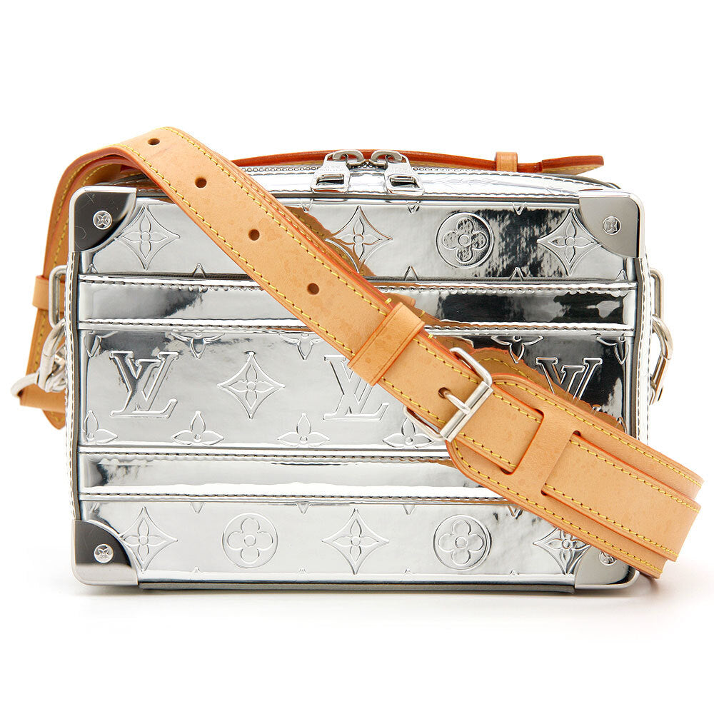 Louis Vuitton Soft Trunk M45885, Chrome Silver Mirror Monogram with Vachetta Strap, Made in Italy, photograph 2 of 10