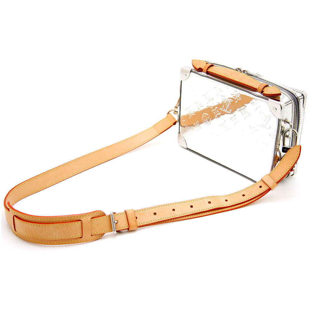 Louis Vuitton Soft Trunk M45885, Chrome Silver Mirror Monogram with Vachetta Strap, Made in Italy, photograph 9 of 10