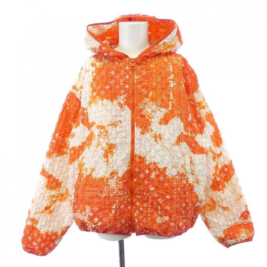 Louis Vuitton Monogram Bandana Hooded Windbreaker in ECONYL, Orange and White Tie-Dye, Size 48, view 1