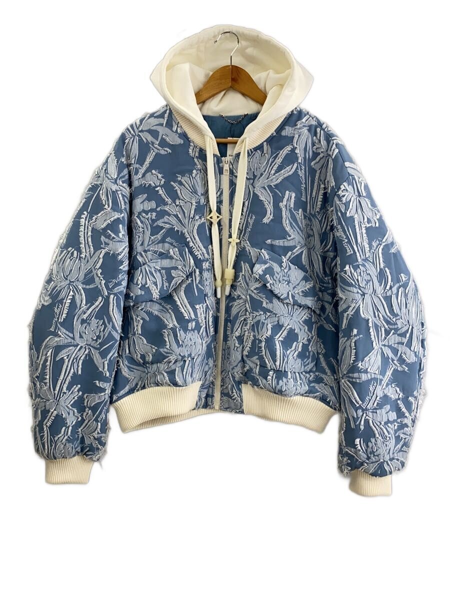Louis Vuitton Palm Tree Fil Coupe Hooded Bomber Jacket, Sky Blue and Ivory, Size 54, view 1