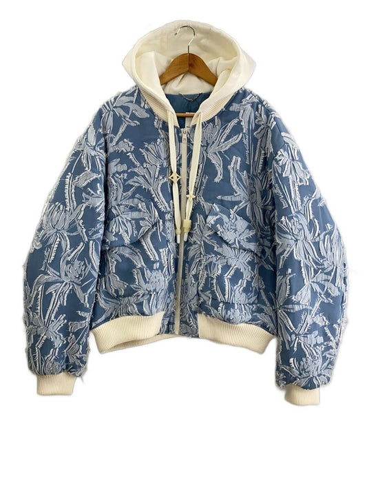 Louis Vuitton Palm Tree Fil Coupe Hooded Bomber Jacket, Sky Blue and Ivory, Size 54, view 1