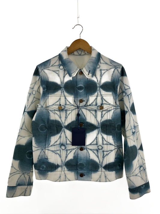Louis Vuitton SS2023 Monogram Shibori Print Denim Jacket, Indigo on White, Size 44, view 1