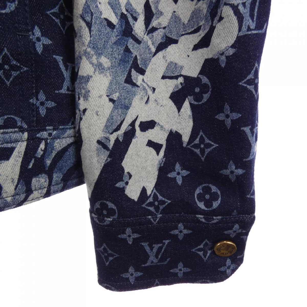 Louis Vuitton SS2024 Pharrell Monogram Printed Denim Jacket, Navy and Bleached Floral, Size 52, view 4