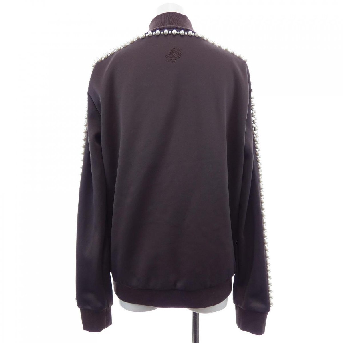 Louis Vuitton SS2024 Pharrell Pearl-Embellished Track Jacket with LV Initials, Chocolate Brown, Size M, view 2