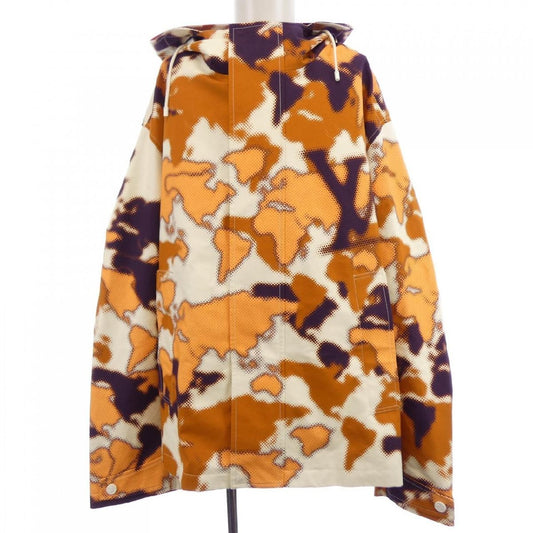 Louis Vuitton SS2024 Pharrell World Map Camouflage Hooded Cotton Parka, Orange and Aubergine, Size 58, view 1
