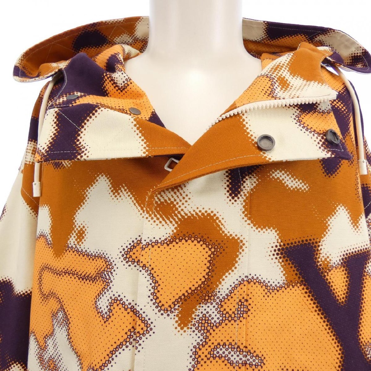 Louis Vuitton SS2024 Pharrell World Map Camouflage Hooded Cotton Parka, Orange and Aubergine, Size 58, view 3