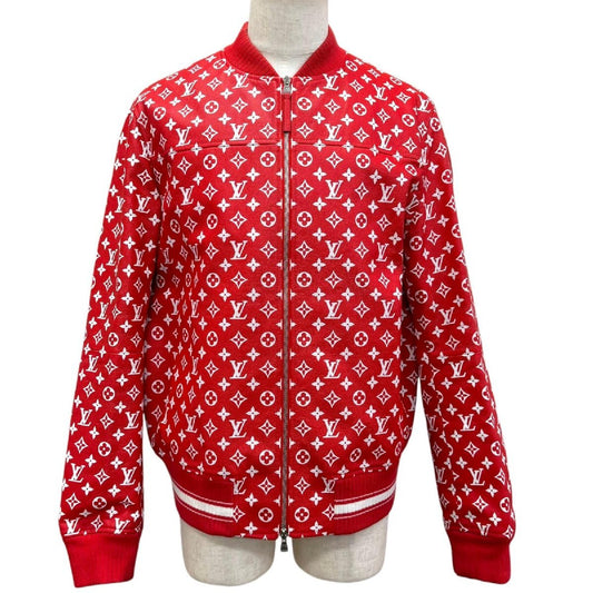 Louis Vuitton × Supreme Leather Baseball Jacket, Red Monogram Goatskin, Autumn 2017, Size 54, view 1