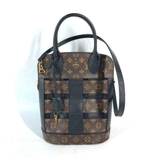 Louis Vuitton Tressage Tote M44111, Monogram Canvas with Woven Black Leather, 2-Way, with Padlock, view 1