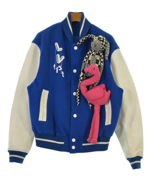 Louis Vuitton Virgil Abloh Marionette LV Varsity Jacket with Crochet Flamingo, Royal Blue and Ivory, Size 48, view 1