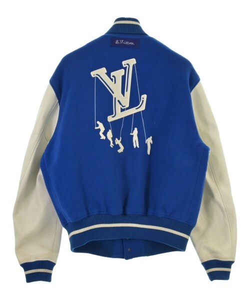 Louis Vuitton Virgil Abloh Marionette LV Varsity Jacket with Crochet Flamingo, Royal Blue and Ivory, Size 48, view 2
