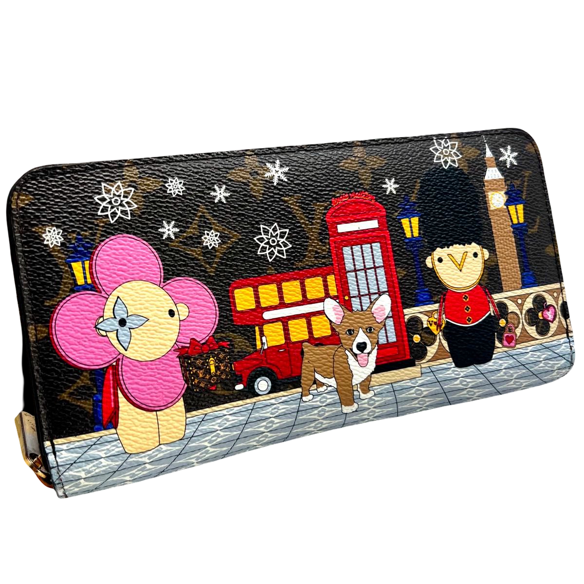 Louis Vuitton Zippy Wallet M80861 Vivienne in London, Holiday 2021 – front with Vivienne, corgi and London scene