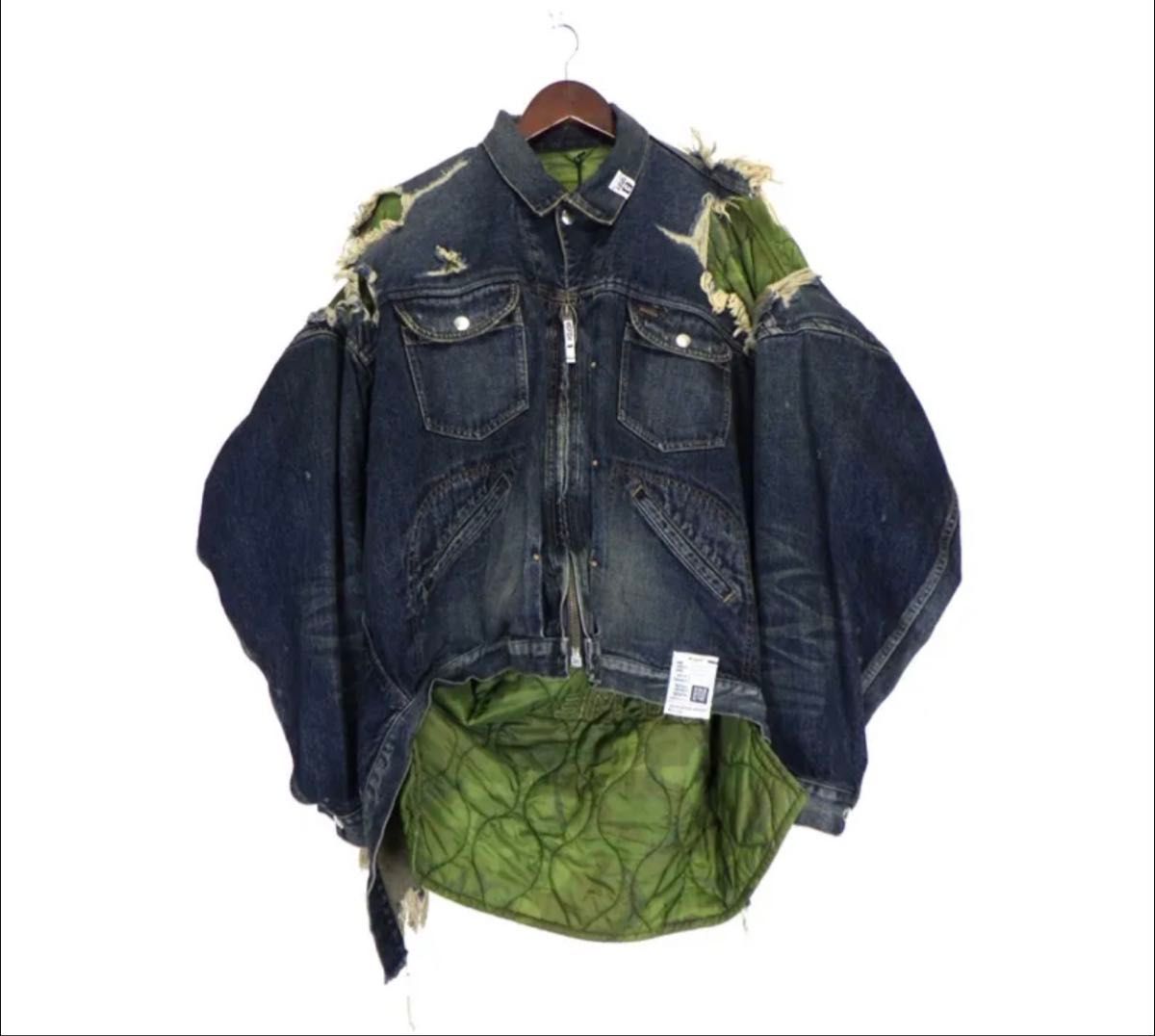 Maison Mihara Yasuhiro AW2025 Military Layered Denim Jacket, Indigo with Khaki Quilted Liner, Size 46, Unworn with Tags, view 1