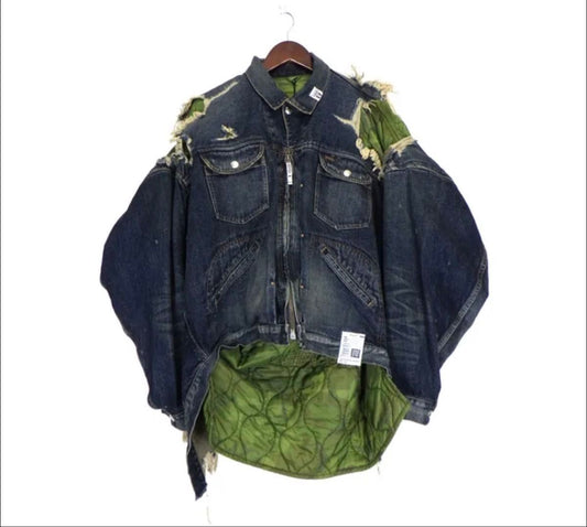Maison Mihara Yasuhiro AW2025 Military Layered Denim Jacket, Indigo with Khaki Quilted Liner, Size 46, Unworn with Tags, view 1
