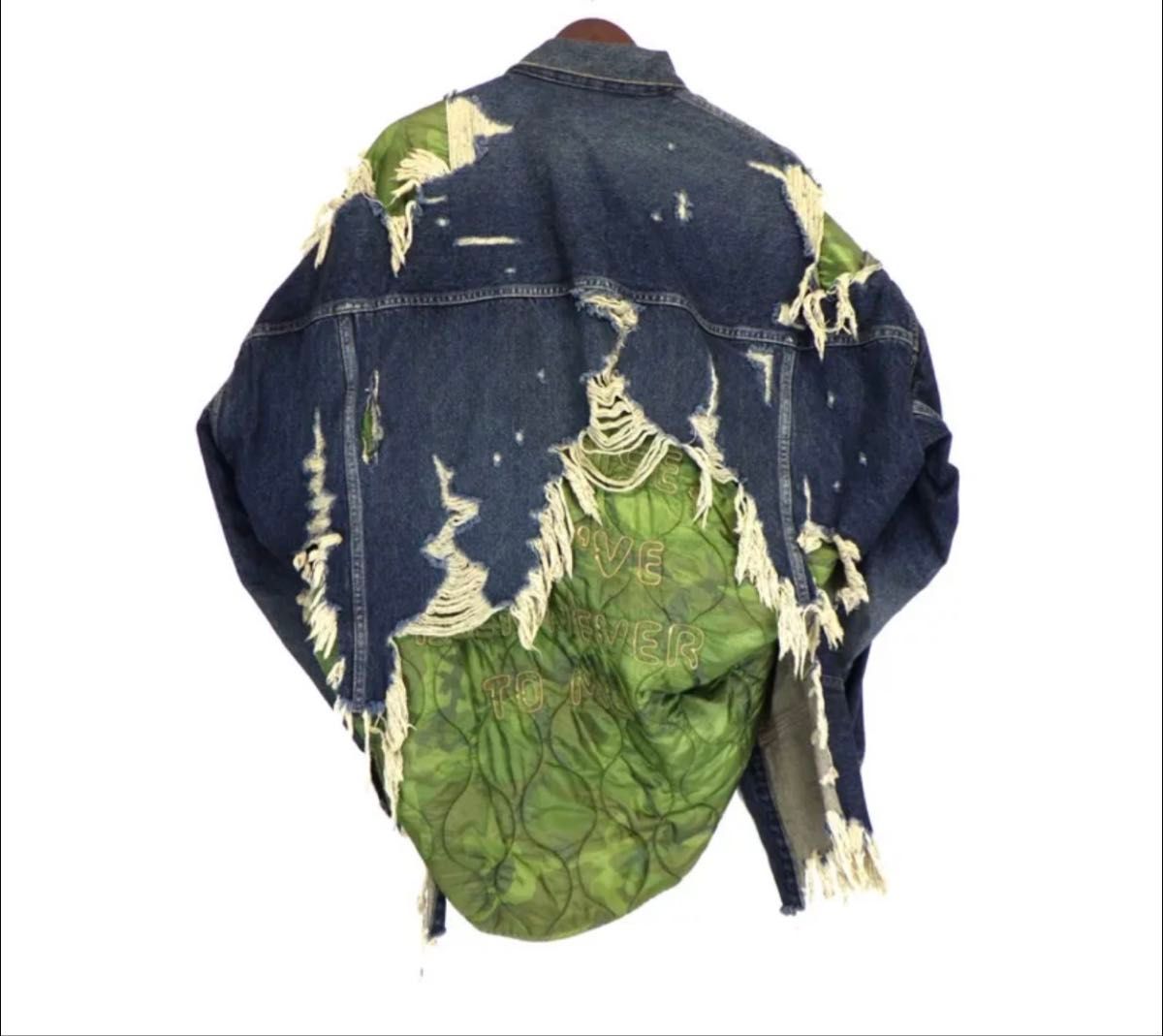 Maison Mihara Yasuhiro AW2025 Military Layered Denim Jacket, Indigo with Khaki Quilted Liner, Size 46, Unworn with Tags, view 2
