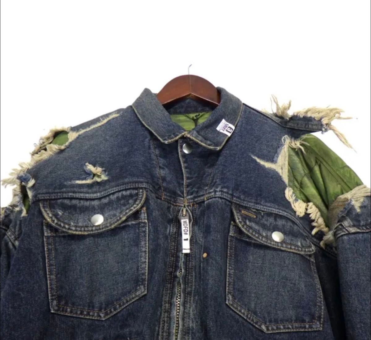 Maison Mihara Yasuhiro AW2025 Military Layered Denim Jacket, Indigo with Khaki Quilted Liner, Size 46, Unworn with Tags, view 3