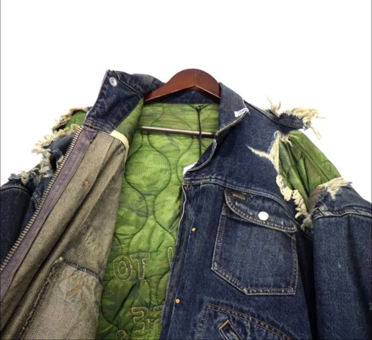 Maison Mihara Yasuhiro AW2025 Military Layered Denim Jacket, Indigo with Khaki Quilted Liner, Size 46, Unworn with Tags, view 4