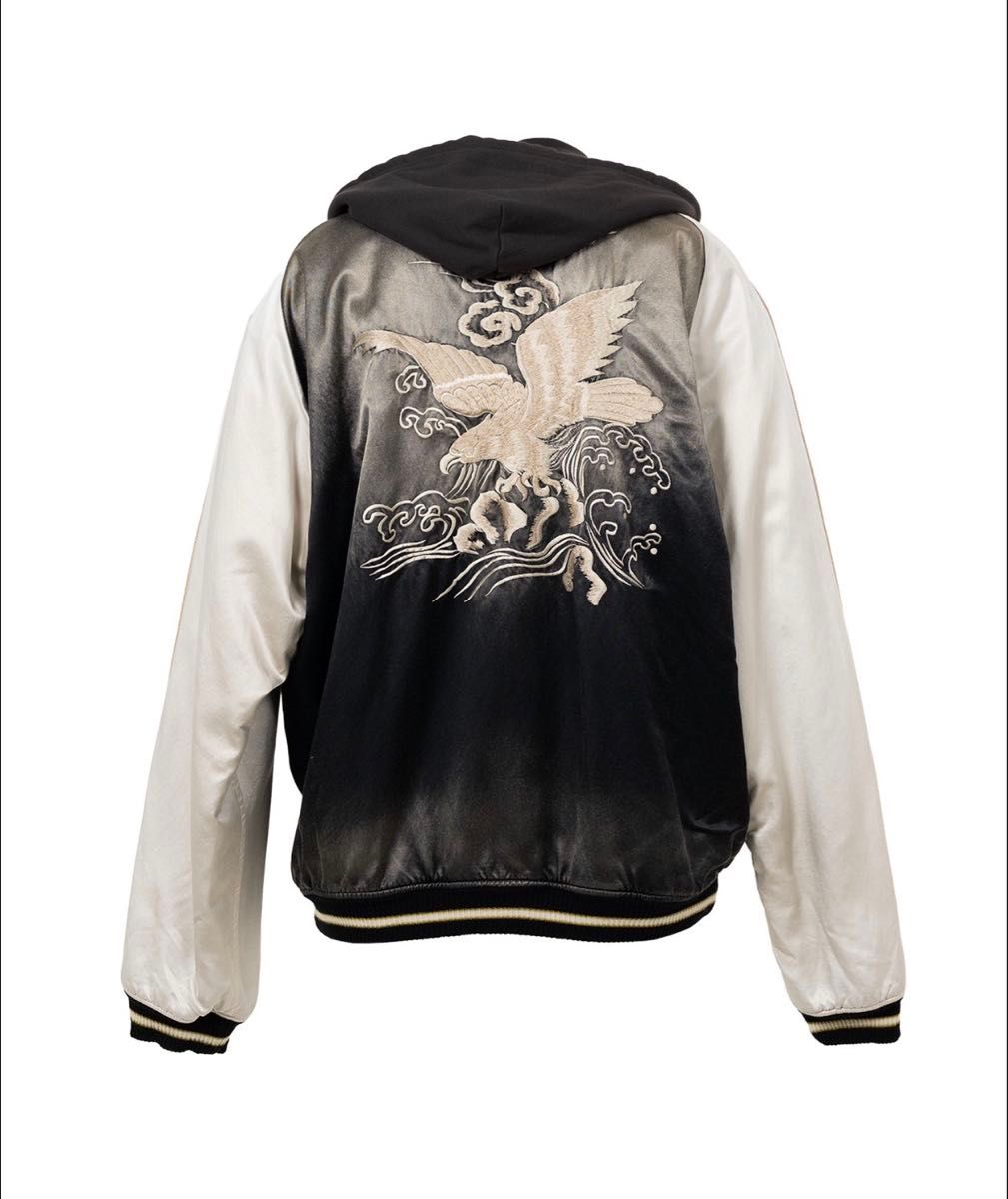 Maison Mihara Yasuhiro AW2025 Reversible Hoodie Layered Souvenir Jacket, Eagle Embroidery, Black, Size 46, New with Tags, view 2