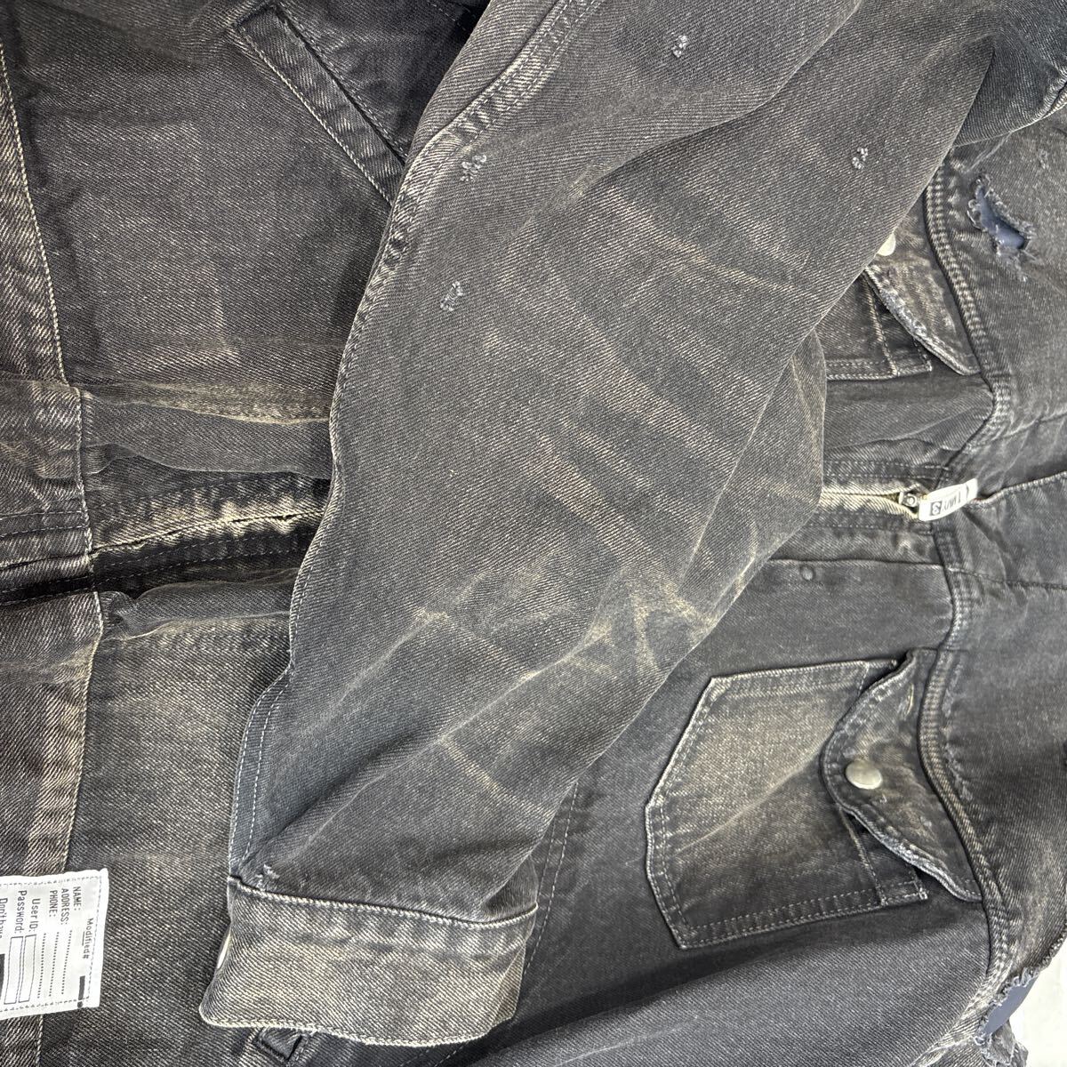 Maison Mihara Yasuhiro Docking Black Denim Jacket over Quilted Flight Lining, Orange Liner, Size 46, Made in Japan, view 6