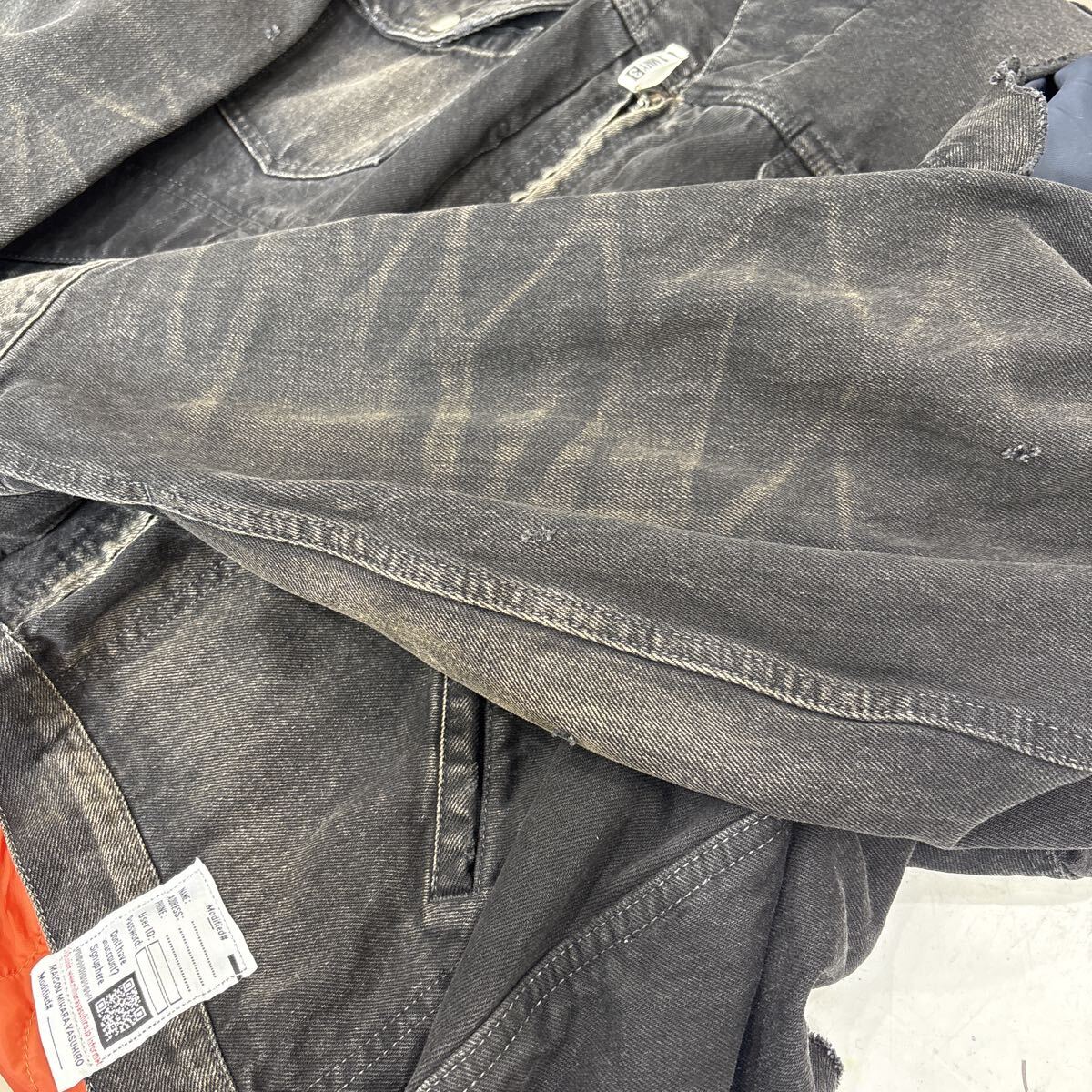 Maison Mihara Yasuhiro Docking Black Denim Jacket over Quilted Flight Lining, Orange Liner, Size 46, Made in Japan, view 7