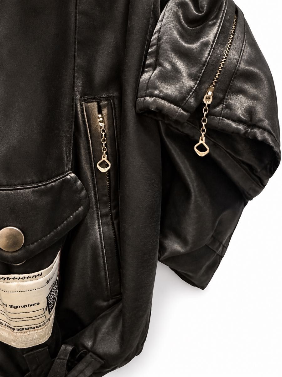 Maison Mihara Yasuhiro SS2024 Satin Riders Jacket, Vintage-Finish Black, Size 44, view 4