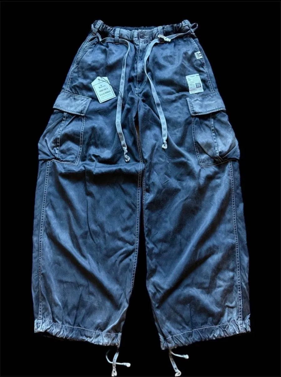 Maison Mihara Yasuhiro SS2025 Cotton Satin Cargo Pants, Bleached Black, Size 38, view 3