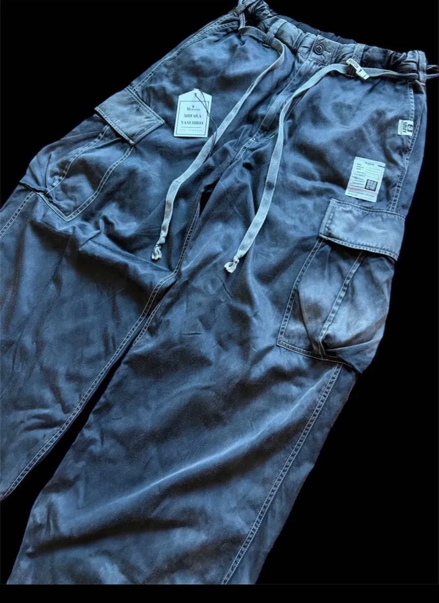 Maison Mihara Yasuhiro SS2025 Cotton Satin Cargo Pants, Bleached Black, Size 38, view 4