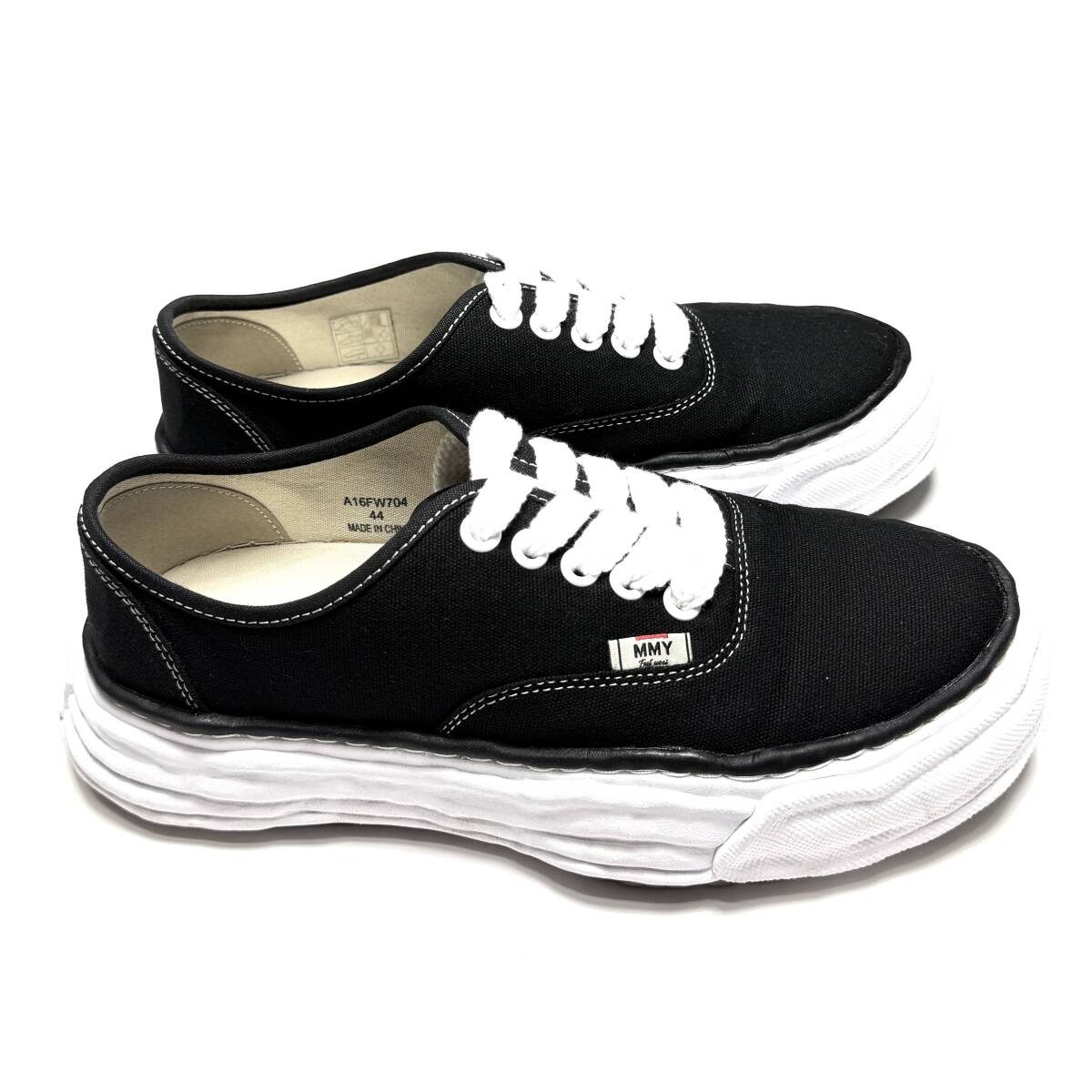 Maison Mihara Yasuhiro SS2026 Baker 26 OG Sole Canvas Low-Top Sneakers, Black and White, EU 44 / JP 29, Boxed, view 6