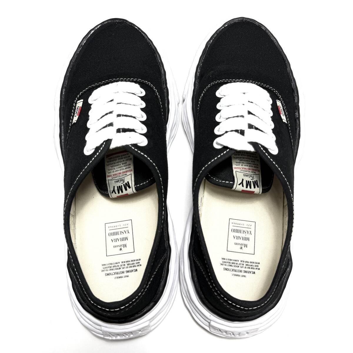 Maison Mihara Yasuhiro SS2026 Baker 26 OG Sole Canvas Low-Top Sneakers, Black and White, EU 44 / JP 29, Boxed, view 7