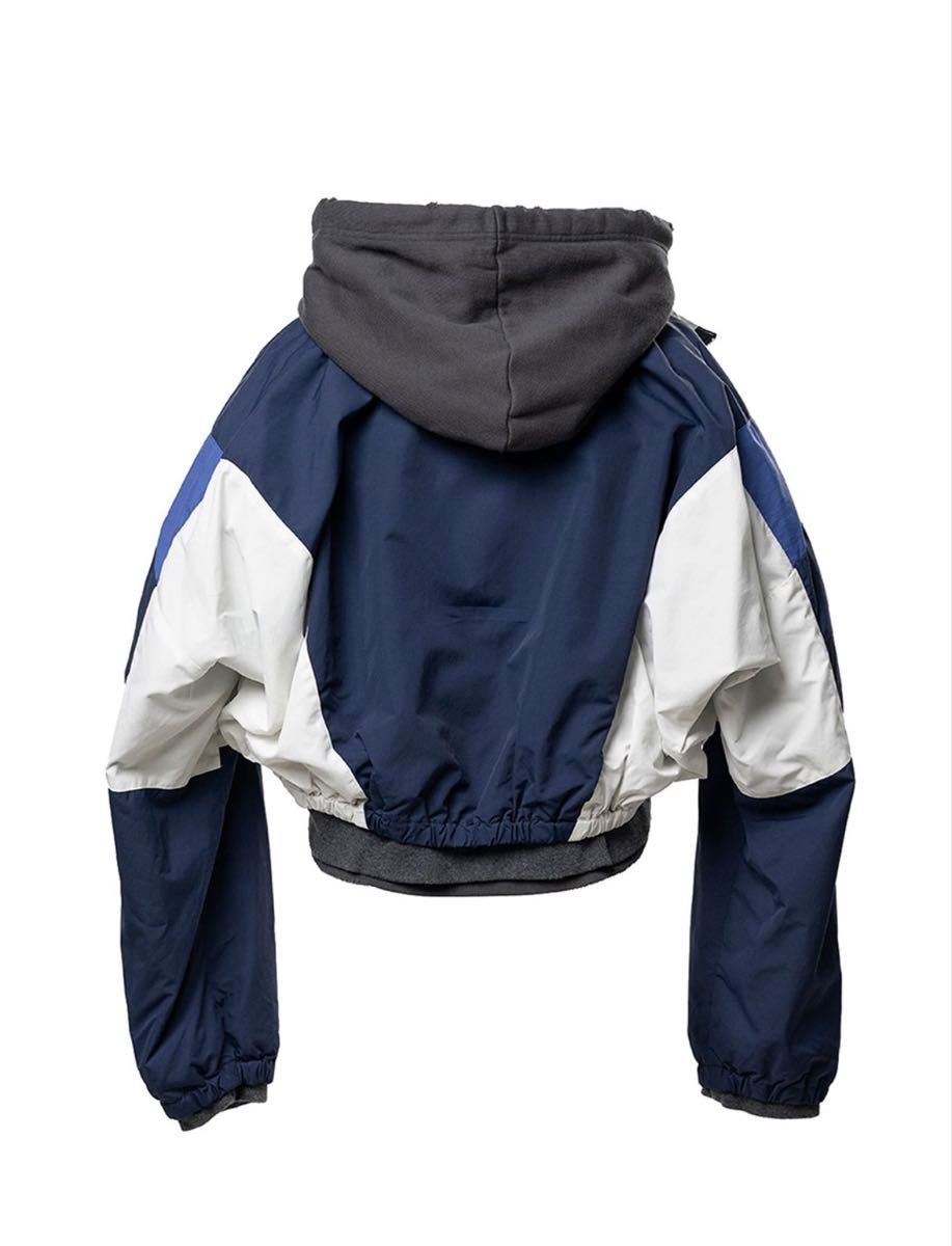 Maison Mihara Yasuhiro SS2026 Triple Layered Nylon Parka, Navy and Ivory, Size 38, New with Tags, view 5