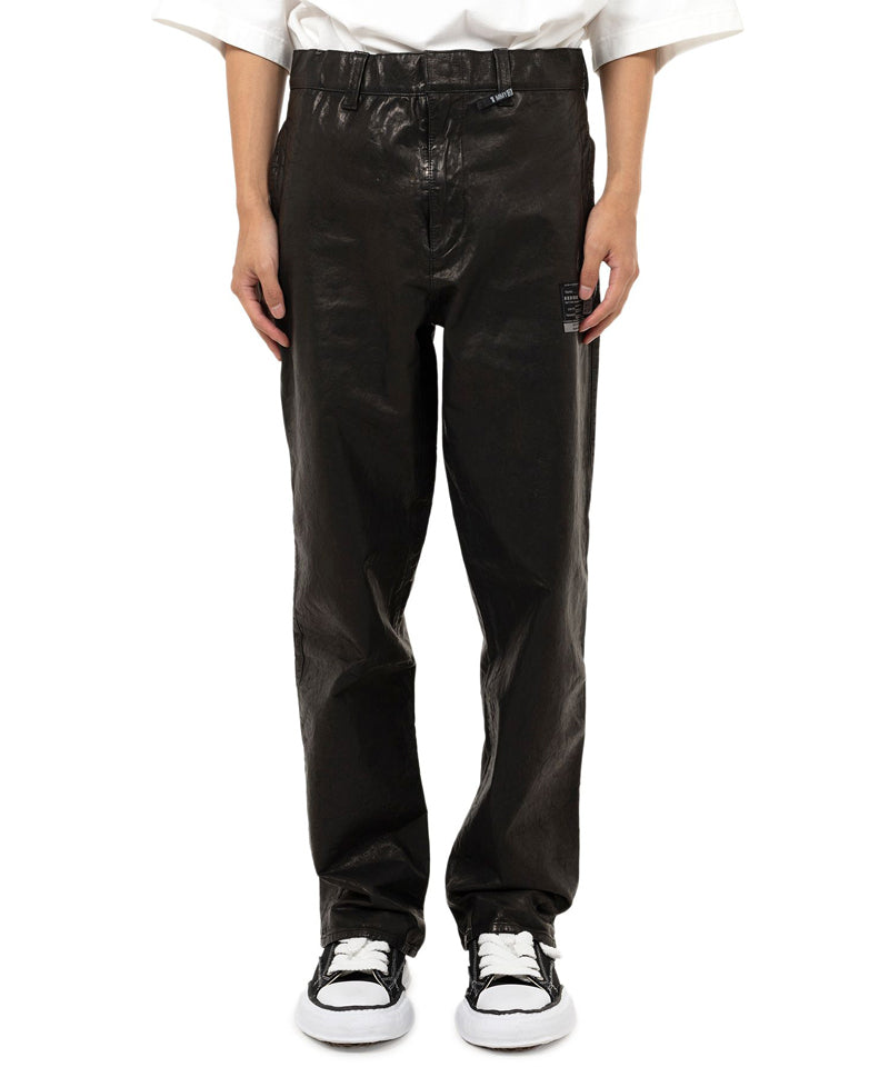 Maison Mihara Yasuhiro x Isamu Katayama Backlash AW2024 Smooth Leather Pants, Black, Size 38, view 1