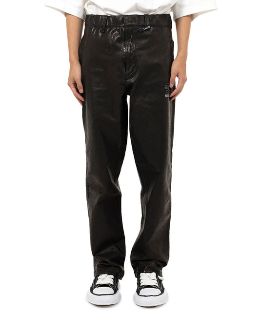 Maison Mihara Yasuhiro x Isamu Katayama Backlash AW2024 Smooth Leather Pants, Black, Size 38, view 1