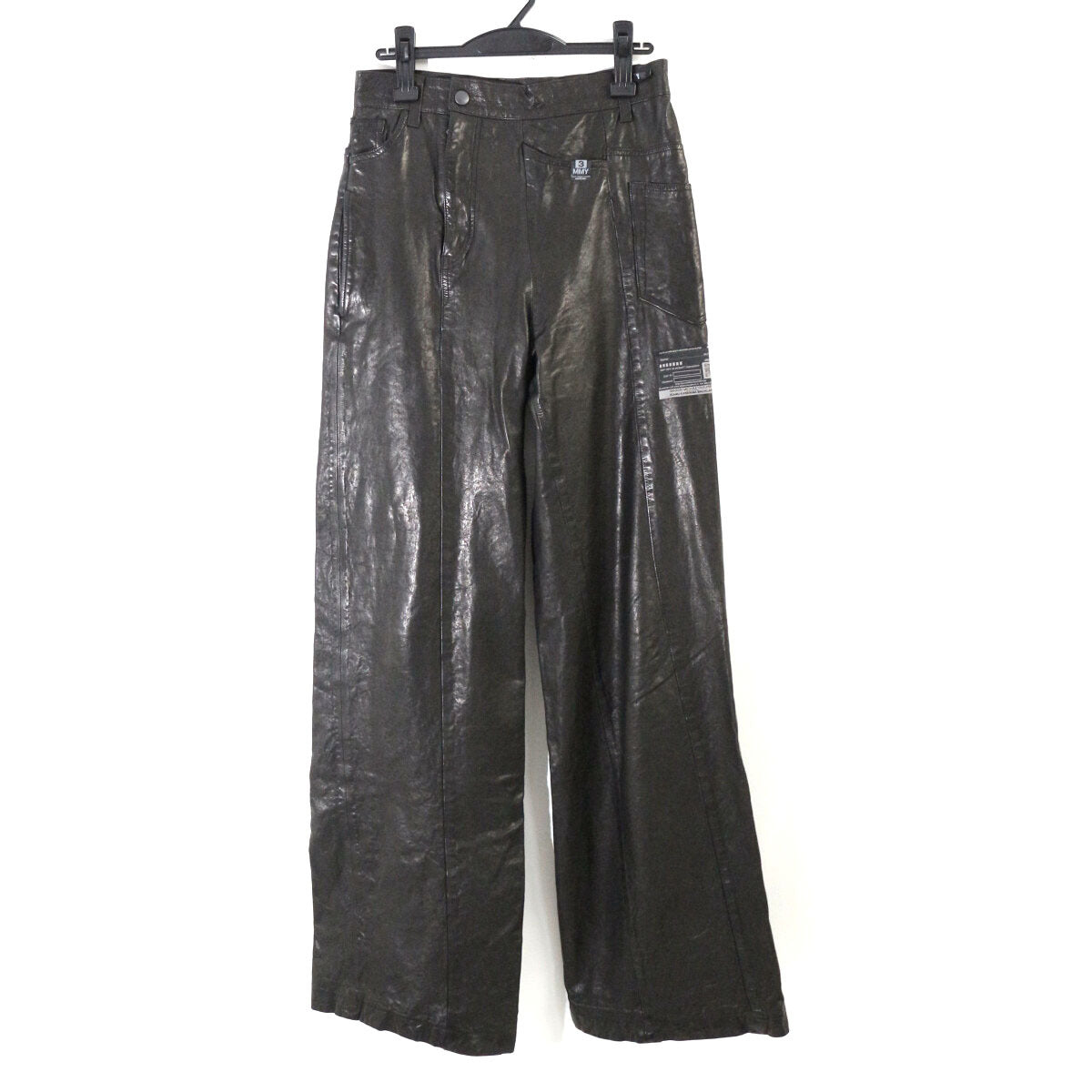 Maison Mihara Yasuhiro x Isamu Katayama Backlash AW2024 Smooth Leather Pants, Black, Size 38, view 2