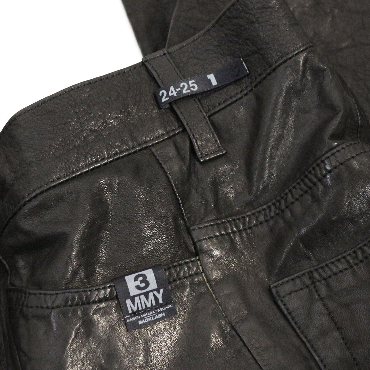 Maison Mihara Yasuhiro x Isamu Katayama Backlash AW2024 Smooth Leather Pants, Black, Size 38, view 5