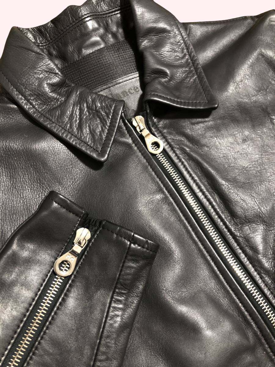 Mastermind Japan crystal skull horsehide single rider jacket, 2011 SS Radiance – collar and chest with zip pulls