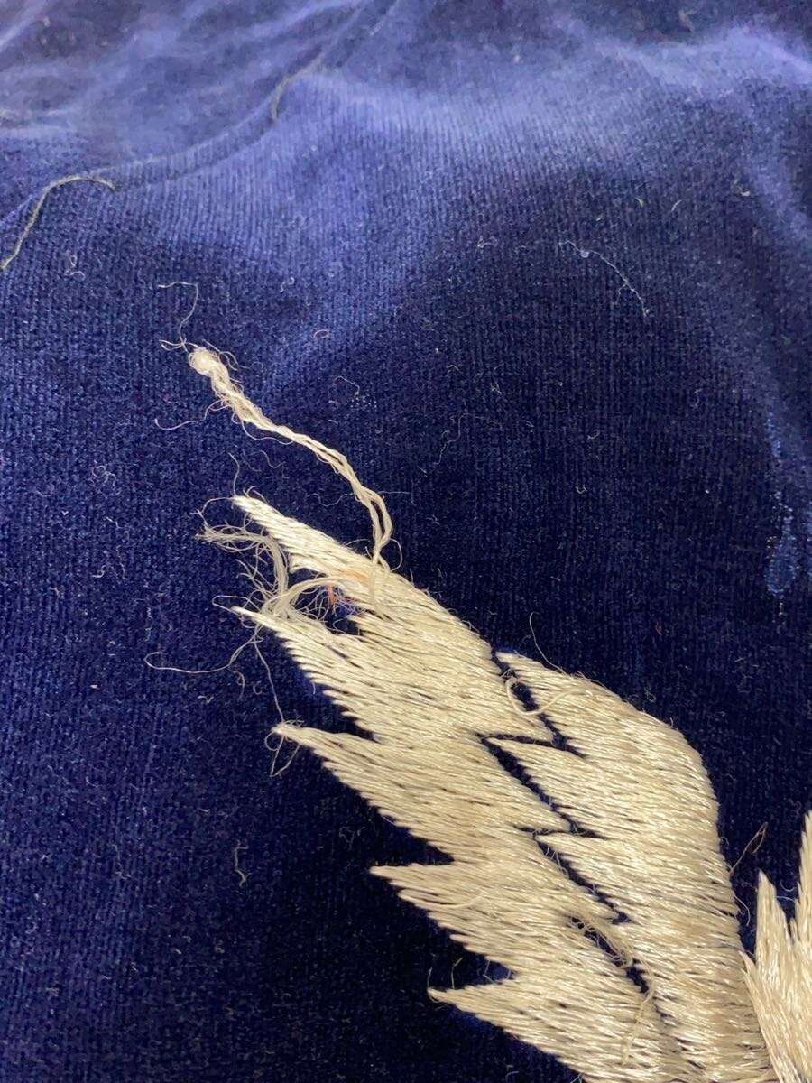 Mid-Century Navy Velveteen Souvenir Jacket, White Eagle and Japan Script, Dragon Sleeves, Ivory Satin Reverse, view 4