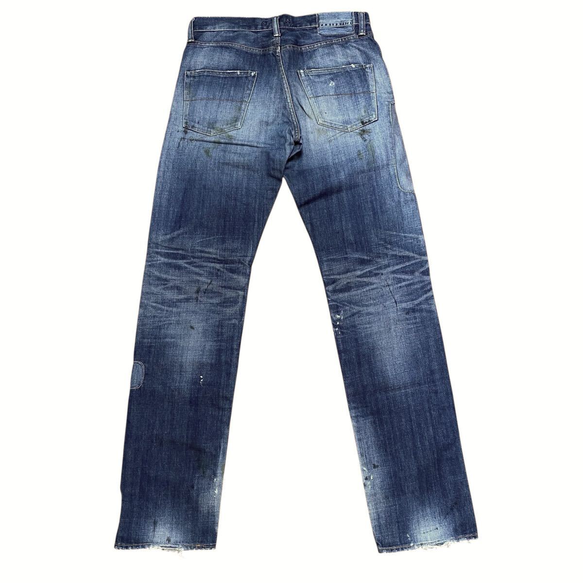 Mihara Yasuhiro Archive Patchwork Distressed Denim Jeans, Indigo, Men's Size S, Made in Japan, view 2