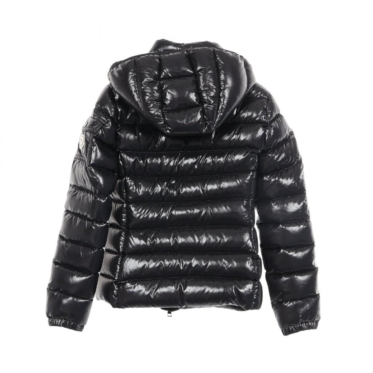 Moncler Bady Lacquered Nylon Hooded Down Jacket, Black, Women's Size 00, view 2