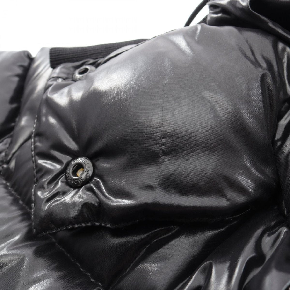 Moncler Bady Lacquered Nylon Hooded Down Jacket, Black, Women's Size 00, view 7