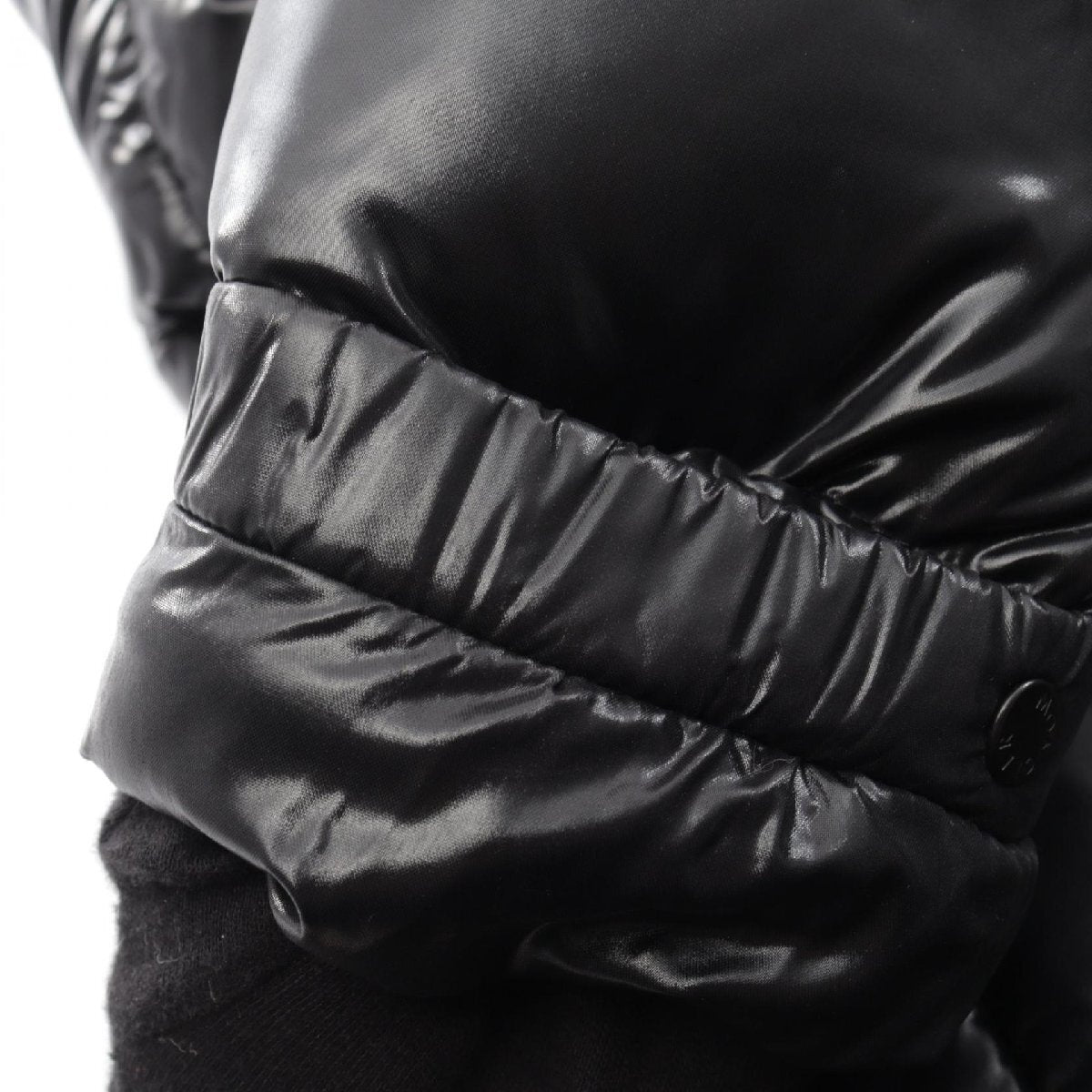 Moncler Bady Lacquered Nylon Hooded Down Jacket, Black, Women's Size 00, view 9