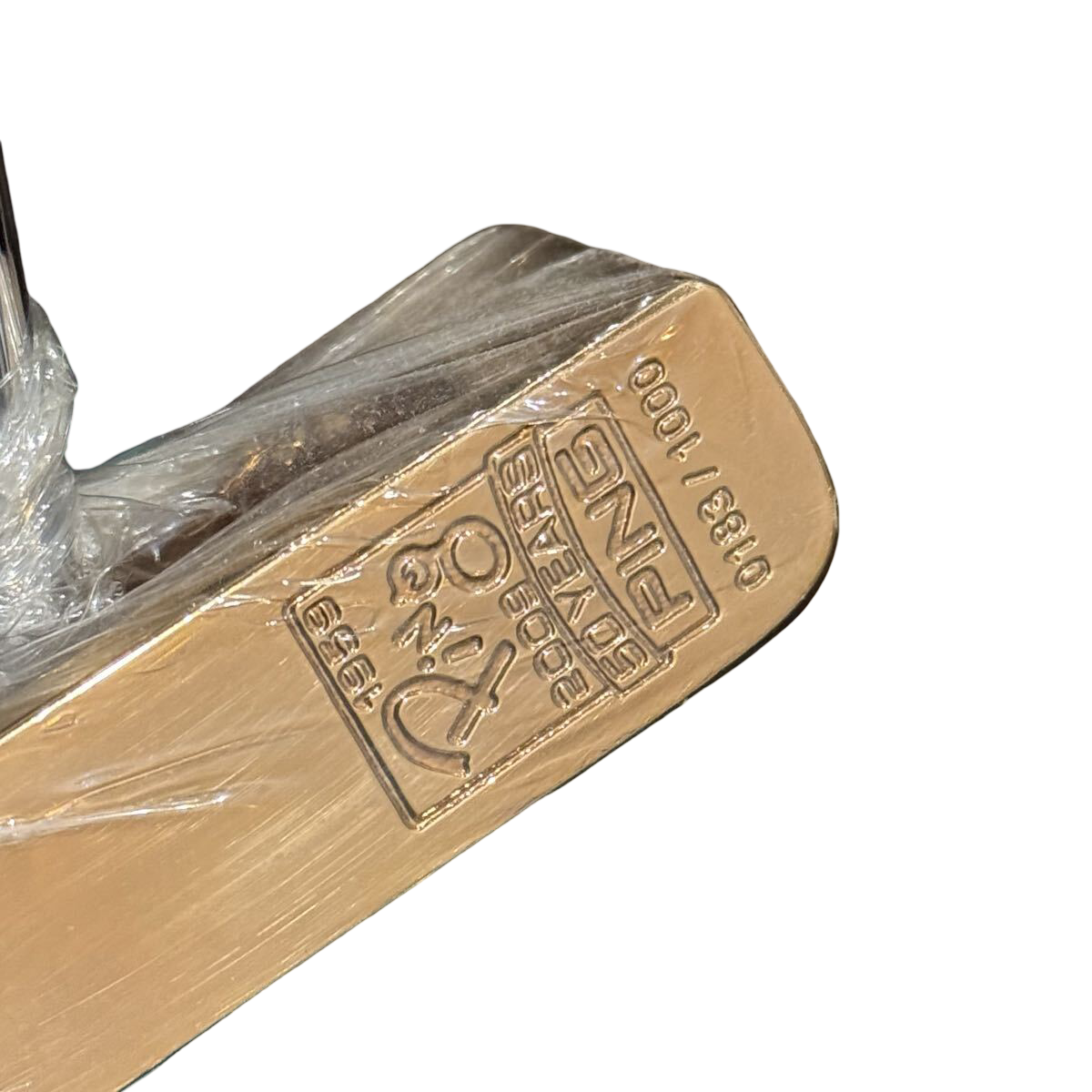 PING 1-A 50th Anniversary gold putter No. 0183 of 1,000 – sole engraving, 50th Anniversary 0183/1000