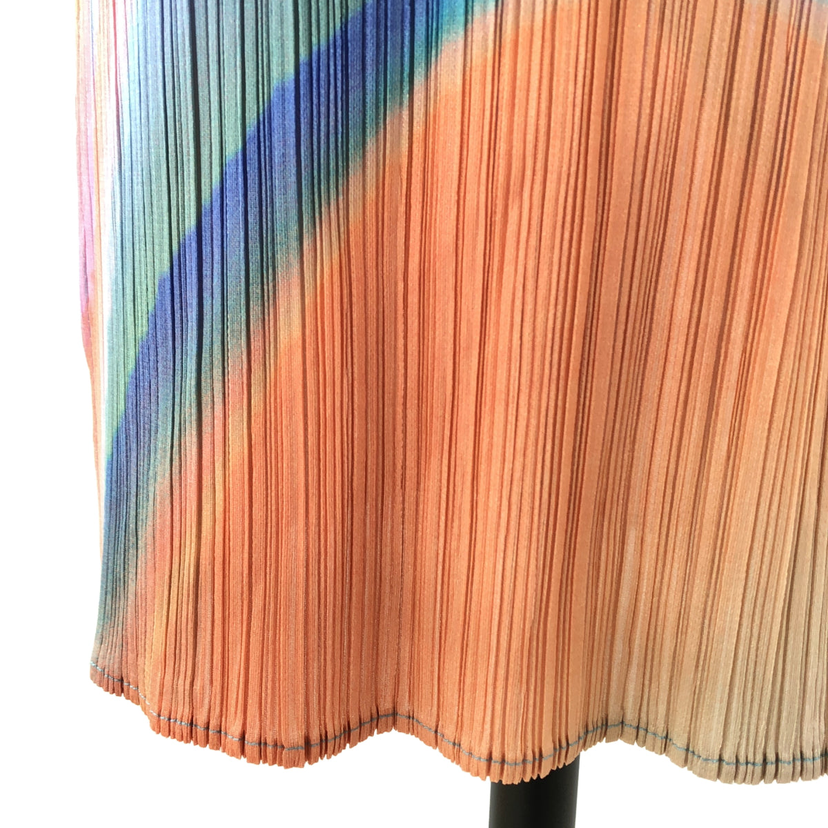 Pleats Please Issey Miyake AW2025 GROOVE Pleated Dress PP53-JH685, Blue and Coral Wave, Size 3, New with Tags, view 4
