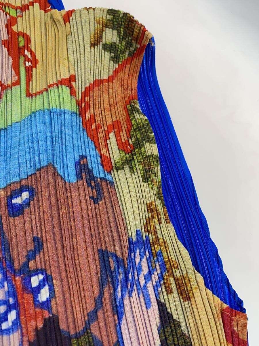 Pleats Please Issey Miyake Comic Portrait Column Dress, Royal Blue Back, Mock Neck, Size 3, view 3