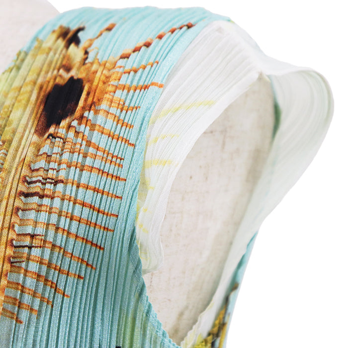 Pleats Please Issey Miyake Layered Seafood Maxi Dress, Lobster and Shell Print, Pastel Aqua, Size 2, view 5