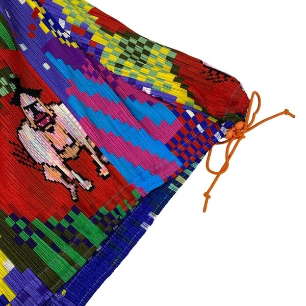 Pleats Please Issey Miyake Pixel-Art Top and Skirt Set, Multicolour 8-Bit Print, Size 3, Toggle Hem, view 5